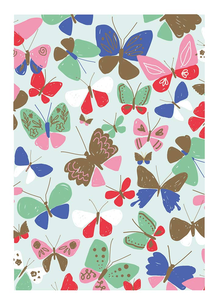 Butterflies On Mint Green