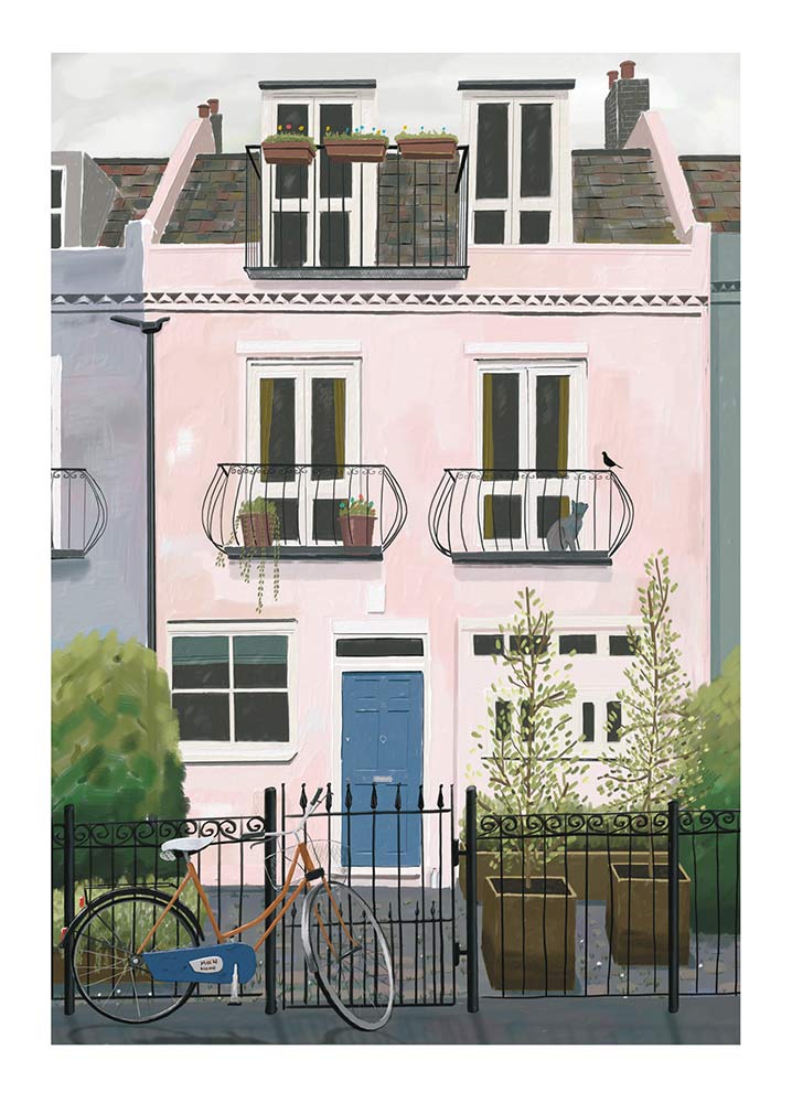 Bike In Front Of Pink House