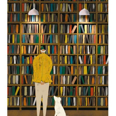 Man and Dog With Books