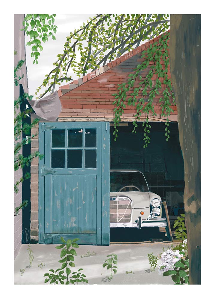 Vintage Car In Garage