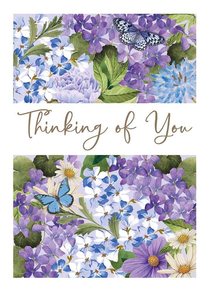 Pansies, hydrangeas and butterflies